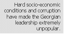 Text Box: Hard socio-economic conditions and corruption have made the Georgian leadership extremely unpopular.