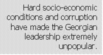Text Box: Hard socio-economic conditions and corruption have made the Georgian leadership extremely unpopular.