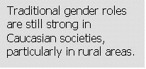 Text Box: Traditional gender roles are still strong in Caucasian societies, particularly in rural areas.
