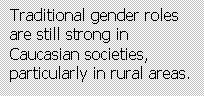 Text Box: Traditional gender roles are still strong in Caucasian societies, particularly in rural areas.